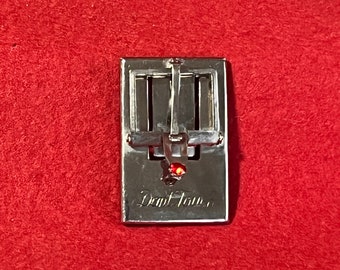 1940’s vintage pin, silver colored, mousetrap pin, ruby stone, Don’t Touch inscription, unique pin, very nice condition