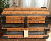 Refinished Vanderman Style Tool Chest: Architectural Metal, Small Side Table, Unique Storage