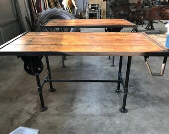 Home office or Dining table 1900's Factory Cart, Seating for 4 - 6, Architectural Salvage, Industrial Look, Local PICK up only