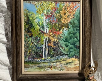 Antique Oil on Canvas landscape, New England Scenery, e.e. Cummings, 1940