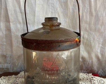 Antique Glass Kerosene Kitchen Jar, rustic kitchen decor, Cleveland, Ohio, country design, farmhouse decor