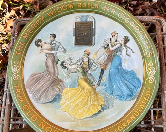 Antique Metal Advertising Tray, R.P. Richardson Jr. & Co, Inc, Cigarette Advertisement, Vintage Metal Tray, Movie Prop, Women and Cigarettes