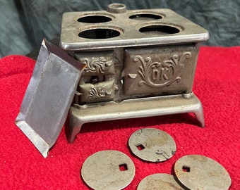 Small Toy Stove, OK Brand Play Stove, Cast Iron Play Stove, Victorian Era Stove Collectible