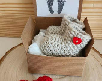 Grandparent pregnancy reveal box, Parents Pregnancy announcement, Baby booties, Baby shower gift box! Reveal booties, Free heart with order!