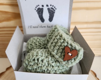 Grandparent pregnancy reveal, Parents Pregnancy announcement, Baby bootie reveal box, Baby shower gift box, cute booties, free heart!