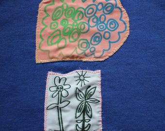 Custom patchwork-sweater met gezeefdrukte graphics – geüpcycleerde kleding