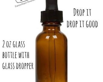 Glass Dropper Bottle - 2oz - Empty Glass Bottle with Dropper - Amber Dropper Bottle - Amber Glass Dropper Bottle