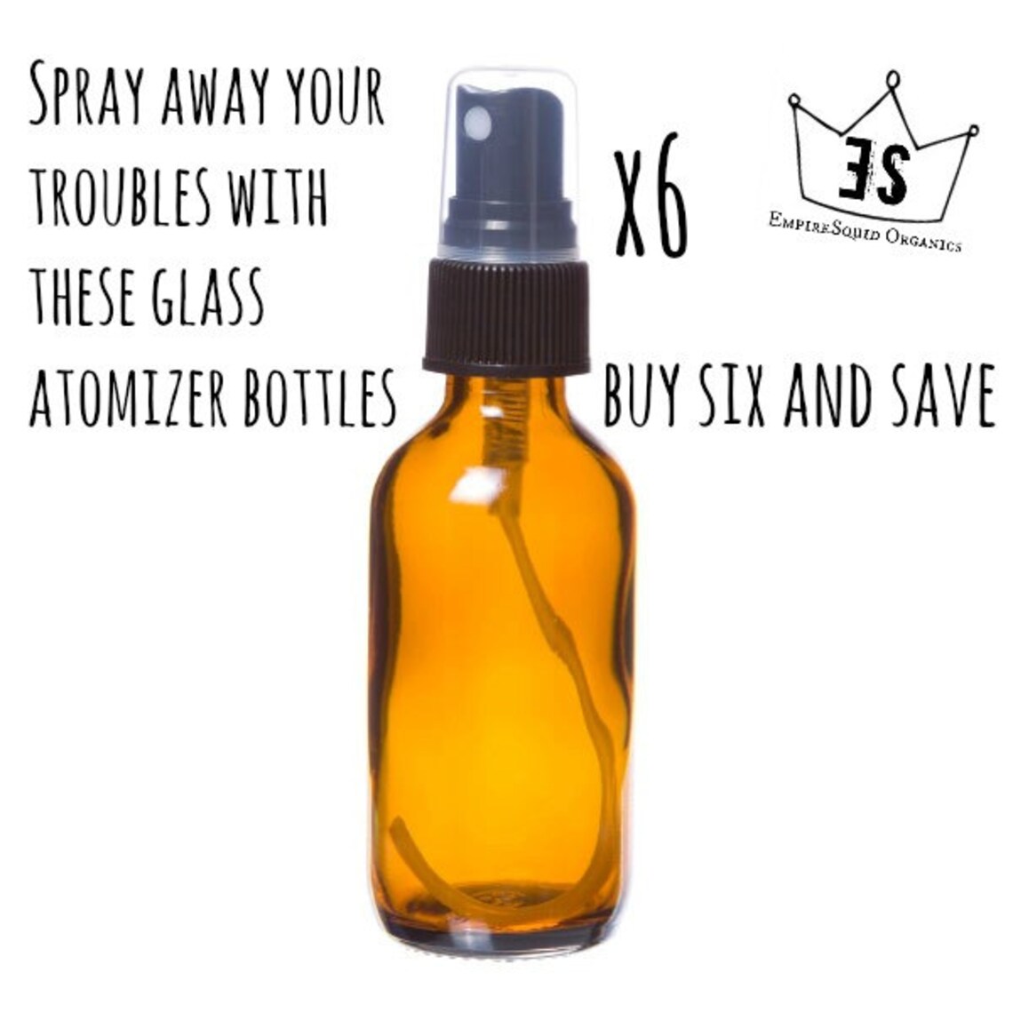 6 Glass Atomizer Bottles 4oz Boston Round Glass Spray - Etsy