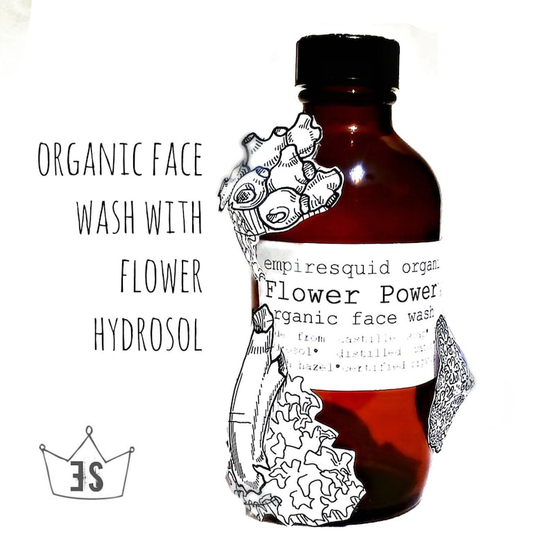Organic Facial Cleanser Organic Face Wash With Flower Hydrosol Natural Face Wash Organic Face Cleanser Natural Facial Cleanser image 1