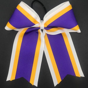 White, Gold, and Purple 3 Layer Bow