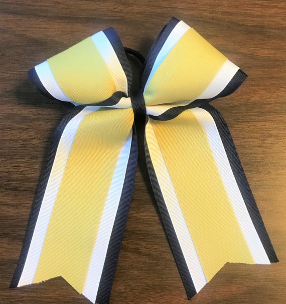 Navy Blue, White, and Vegas Gold 3 Layer Bow - Etsy