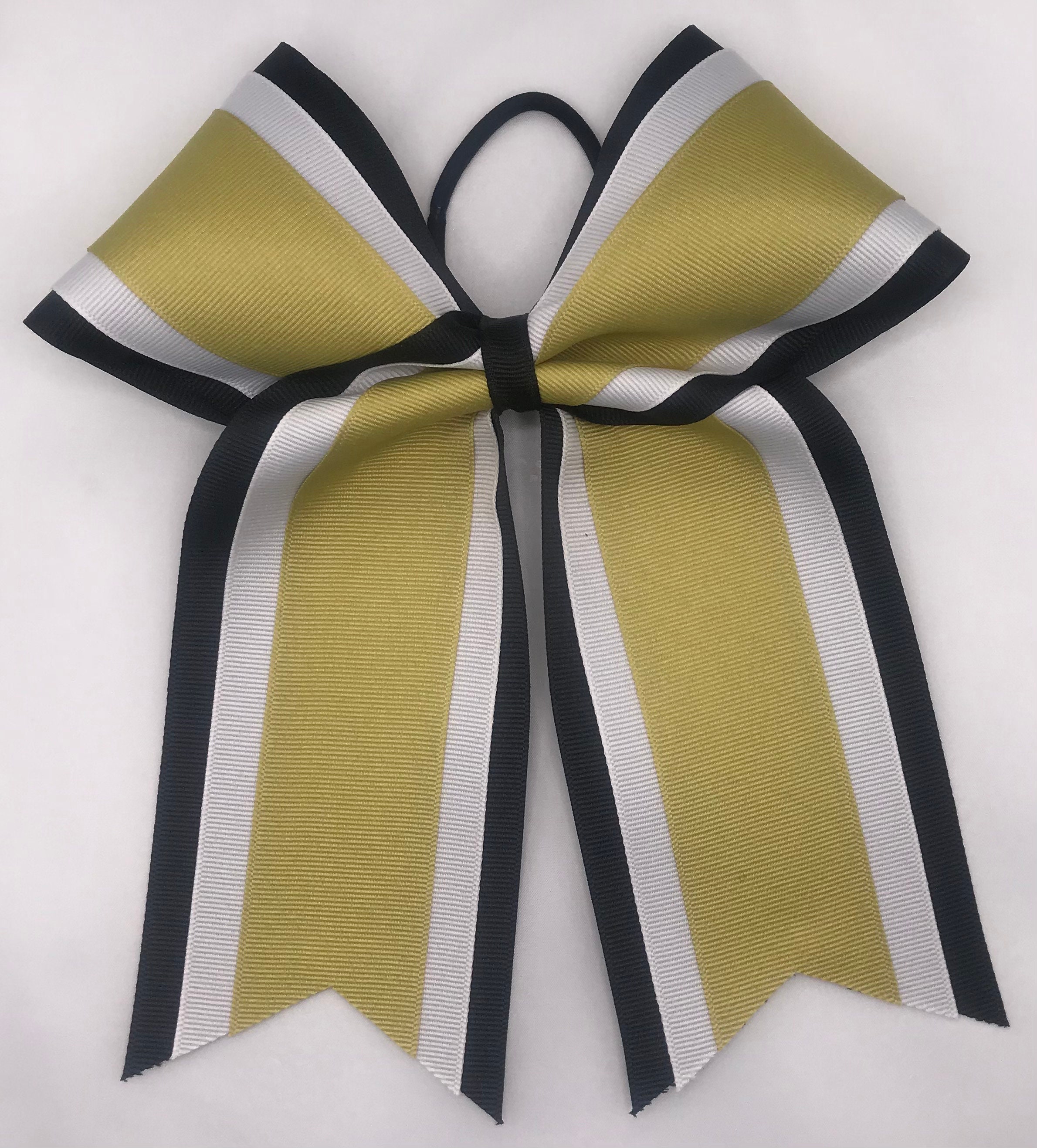 Black, White, and Vegas Gold 3 Layer Bow - Etsy display picture 2