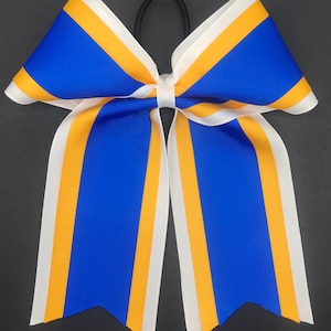 White, Gold, and Royal Blue 3 Layer Bow