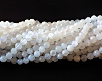 8mm Moonstone (White) Round Beads - A Grade