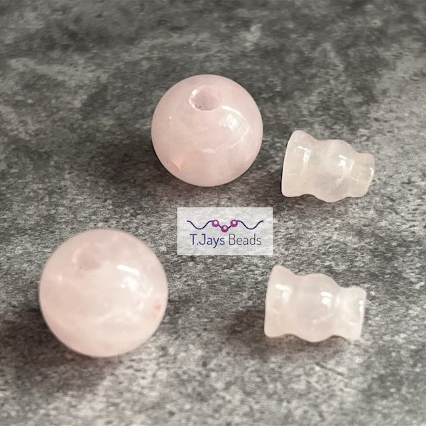 2 perles de gourou en quartz rose de 8 mm