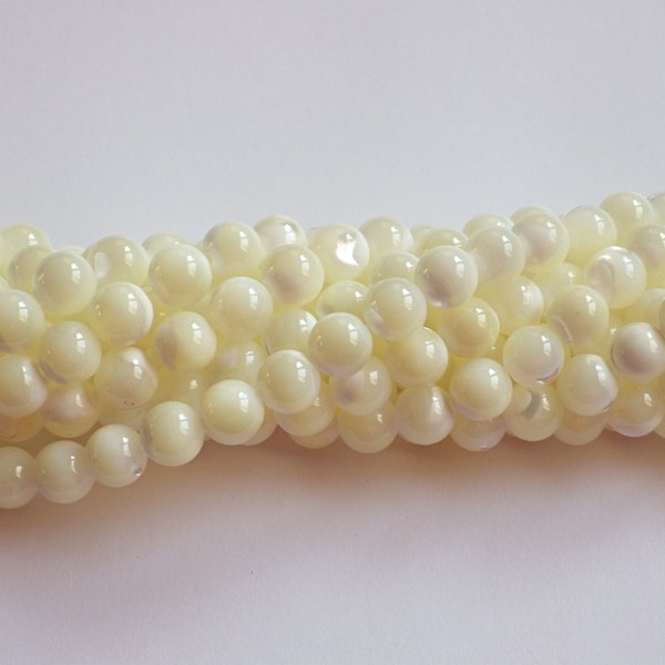 6mm White Mother of Pearl Beads (Approximately 60 beads)