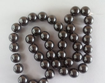 10mm Non-Magnetic Hematite Round Beads on String