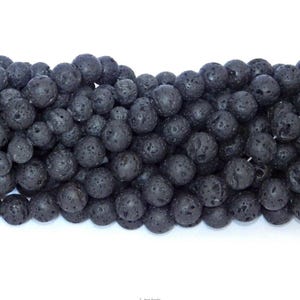 12mm Black Lava Rock Round Beads