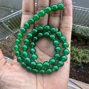 Cuentas de ónix verde de 8 mm - Tira de 15,5" - aproximadamente 48 cuentas