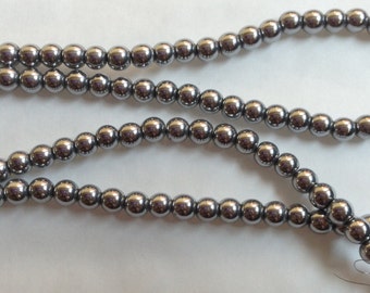 4mm Silver Hematite Beads - Non-magnetic