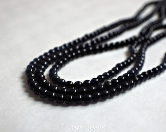 Black Onyx Round Gemstone Beads - 2mm