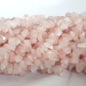 Rose Quartz Chip Beads 5x8mm image 1