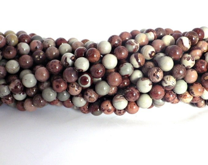 10mm Coffee Bean Jasper Round Beads Etsy
