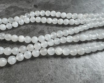 6 mm natuurlijke witte jade ronde kralen