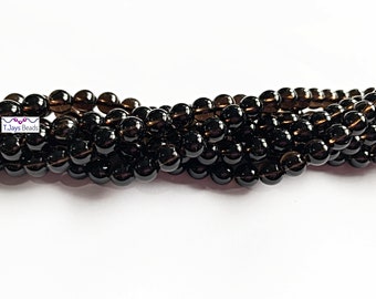 6mm Smoky Quartz Round Beads - approximately 62 beads