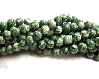 8mm Green Spot Jasper Round Beads