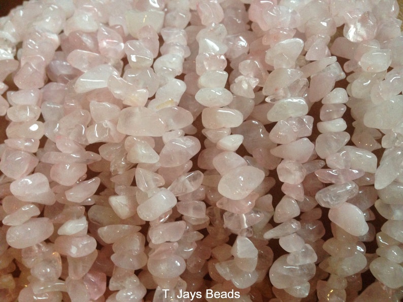 Rose Quartz Chip Beads 5x8mm image 2