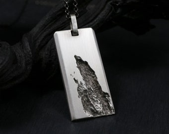 Mens Silver Rift Necklace – Brutalist Biker Jewelry, Fathers Gift