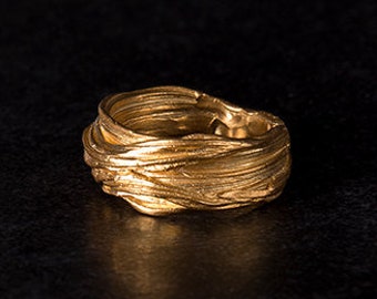 Gold Art Nouveau Ring - Vintage Ring, Wedding Ring, Wedding Band- Celtic Ring