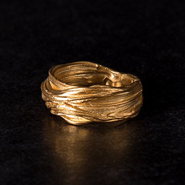 Gold Art Nouveau Ring - Vintage Ring, Wedding Ring, Wedding Band- Celtic Ring