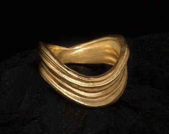 Gold Plated Art Nouveau Ring - Celtic Wedding Band