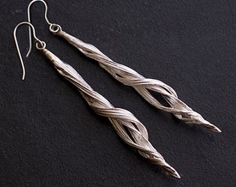 Snow Elf Silver Earrings - Art Nouveau Elven earrings - Vintage Earrings Gift for Her