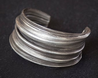 Silver Art Nouveau Cuff – Handmade Elven Boho Bracelet