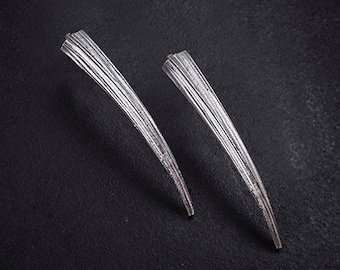 HUNTRESS Silver Earrings - Elven earrings, Silver Spikes Boho Earrings Elven Earrings Gift for Her