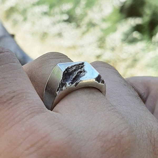 Rift Ring - mens silver ring, mens brutalist ring, biker ring, engagement mens ring, fathers gift, boyfriend gift