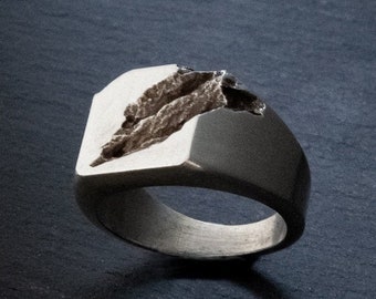 Rift Ring - bague en argent pour hommes, bague brutaliste pour hommes, bague de motard, bague de fiançailles pour hommes, cadeau des pères, cadeau de petit ami