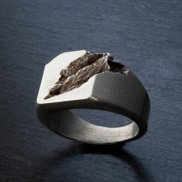 Rift Silver Ring - Brutalist Biker Ring for Men