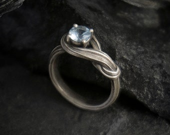 Infinity Ring - Anello di fidanzamento Art Nouveau con gemma Acquamarina. Bella ed elegante. L'anello perfetto per Lei!