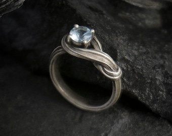 Infinity Ring - Art Nouveau Aquamarine Engagement Ring – Handmade - Celtic