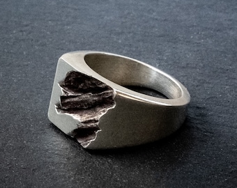 Rift Ring - mens silver ring, mens brutalist ring, biker ring, engagement mens ring, fathers gift, boyfriend gift