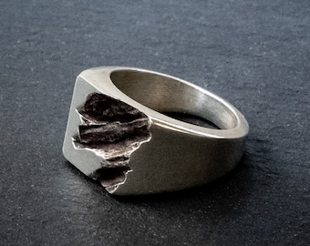 Rift Ring - mens silver ring, mens brutalist ring, biker ring, engagement mens ring, fathers gift, boyfriend gift