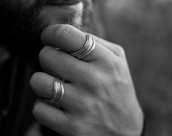 Anassa Mens Ring - mens silver ring, mens brutalist ring, biker ring, engagement mens ring, fathers gift, boyfriend gift