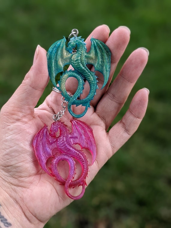 Resin Dragon Keychain Dragon Keychain Western Dragon Wyvern