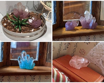 Resin Faux Crystal Clusters | resin crystals | molded resin crystals | fairy garden crystals | dollhouse crystals | fairy garden decor