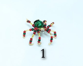 Gold Faced Christmas Spider | christmas gift | stocking stuffer | christmas tradition | beaded spider | holiday spider | holiday gift