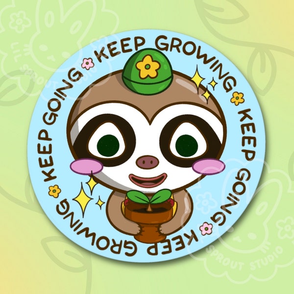 Animal Villager Island Friends Waterproof Sticker || Leif Gardener "Keep Going, Keep Growing" Motivation